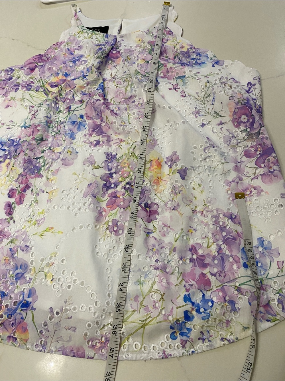 BCX White Floral Eyelet Halter Camisole XL - Picture 8 of 8
